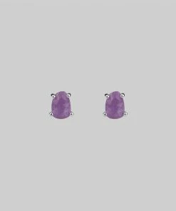 CLASSICS RUNE. Amethyst Slice Silver Earrings