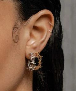 SS22 BEYOND. Barbed Wire Hoop Earrings - Silver