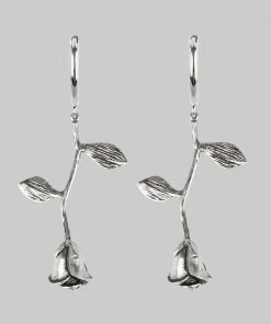 End Of Line BELLADONNA. Rose Stem Hoop Earrings - Silver