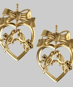CLASSICS LOVEBIRDS. Heart & Bow Earrings - Gold