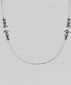 SS22 New In FOREVER. Barbed Wire & Black Pearl Sunglasses Chain - Silver