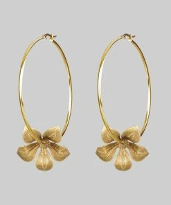 End Of Line BLOOM. Floral Hoop Earrings - Gold
