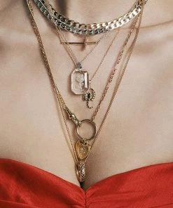 CLASSICS VALENTINA. Multi Heart Charm Clasp Necklace - Gold Necklaces & Chains