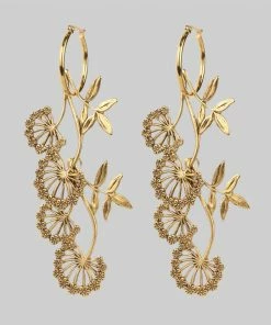 regalrose outlet shop 55 CLASSICS AELLA. Floral Drop Hoop Earrings - Gold