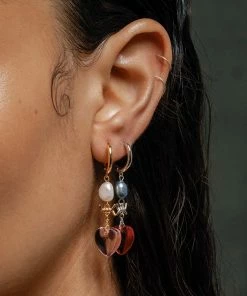 SS22 HEART OF STONE. Heart & Pearl Hoop Earrings - Silver 6 SS22 HEART OF STONE. Heart & Pearl Hoop Earrings - Silver