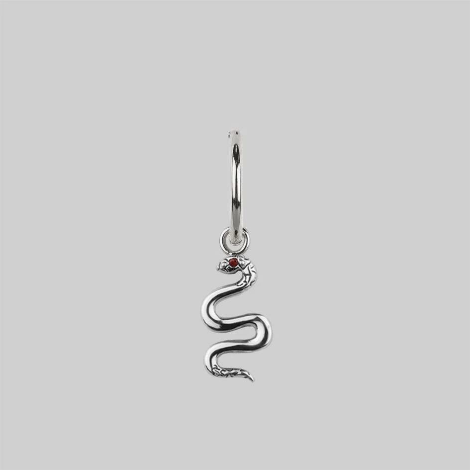 CLASSICS DIVINITY. Garnet Snake Hoop Earrings - Silver 4 CLASSICS DIVINITY. Garnet Snake Hoop Earrings - Silver