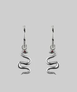CLASSICS DIVINITY. Garnet Snake Hoop Earrings - Silver 8 CLASSICS DIVINITY. Garnet Snake Hoop Earrings - Silver