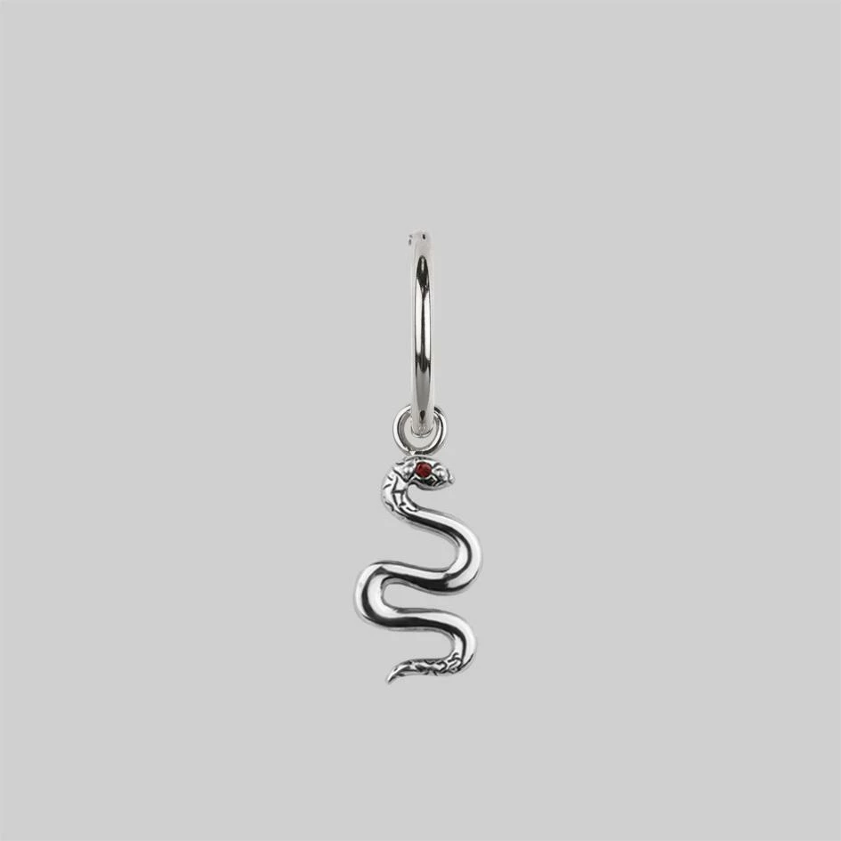 CLASSICS DIVINITY. Garnet Snake Hoop Earrings - Silver 1 CLASSICS DIVINITY. Garnet Snake Hoop Earrings - Silver