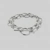 SS22 Bracelets GETAWAY. Double Wrap T-Bar Chain Bracelet - Silver