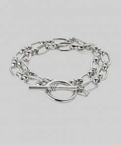 SS22 Bracelets GETAWAY. Double Wrap T-Bar Chain Bracelet - Silver