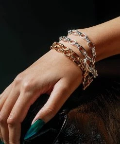 SS22 Bracelets GETAWAY. Double Wrap T-Bar Chain Bracelet - Silver