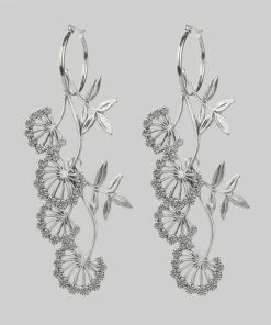 CLASSICS AELLA. Floral Drop Hoop Earrings - Silver