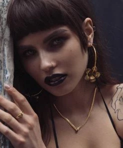 End Of Line BLOOM. Floral Hoop Earrings - Gold