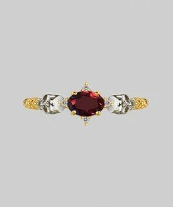 SS22 Rings POISON. Garnet & Skulls Ring - Gold
