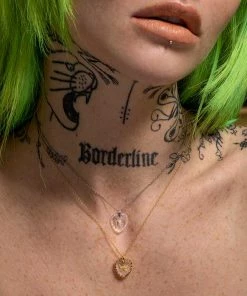 CLASSICS NEW DAWN. Butterfly Engraved Glass Heart Necklace - Silver Necklaces & Chains