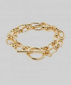 SS22 GETAWAY. Double Wrap T-Bar Chain Bracelet - Gold