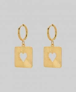 SS22 STOLEN HEART. Square Sixties Hoop Earrings - Gold