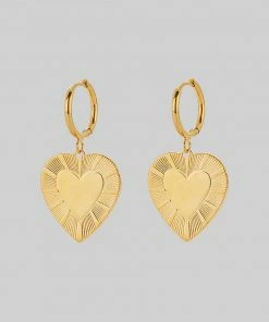 SS22 REVOLUTION. Sunburst Heart Hoop Earrings - Gold