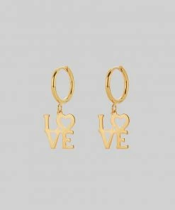 SS22 Make Love Not War Hoop Earrings - Gold