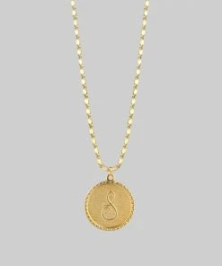 End Of Line Initial Medallion Gold Necklace (N - Z) Necklaces & Chains
