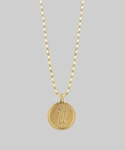 End Of Line Initial Medallion Gold Necklace (N - Z) Necklaces & Chains