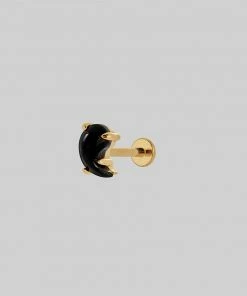 SS22 Earrings Yin & Yang Gemstone Stud Earring - Gold