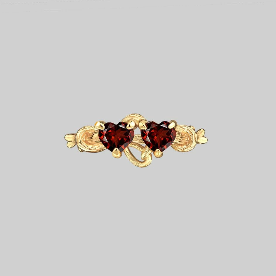 CLASSICS ENTANGLED. Quantum Garnet Hearts Ring - Gold 2 CLASSICS ENTANGLED. Quantum Garnet Hearts Ring - Gold