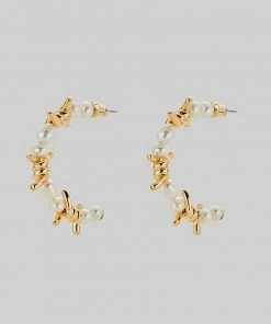 SS22 RUTHLESS. Barbed Wire & Ivory Pearl Hoop Earrings - Gold