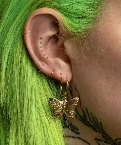 CLASSICS NEW DAWN. Butterfly Hoop Earrings - Gold