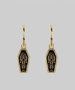 CLASSICS MORALITY. Skeleton Coffin Hoop Earrings - Gold