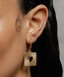 SS22 STOLEN HEART. Square Sixties Hoop Earrings - Gold