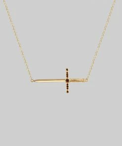 CLASSICS ELYSIAN. Garnet Dagger Necklace - Gold