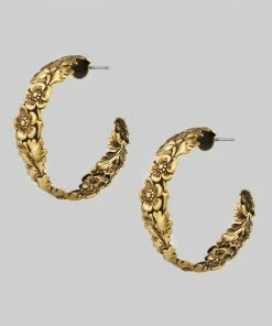 CLASSICS DAHLIA. Floral Garland Hoop Earrings - Gold