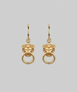 CLASSICS MINI ANWAR. Lion Knocker Hoop Earrings - Gold