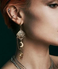 CLASSICS Earrings AMOR. Silver Rose Stem Stud Earring - Helix/Tragus