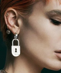 CLASSICS Earrings AMOR. Gold Rose Stem Stud Earring - Helix/Tragus