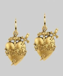 CLASSICS INFERNO. Sacred Heart Hoop Earrings - Gold