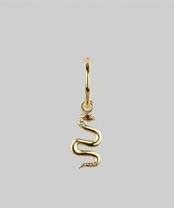 CLASSICS DIVINITY. Garnet Snake Hoop Earrings - Gold