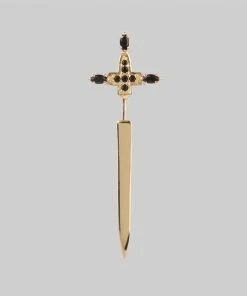 CLASSICS SLAY. Black Spinel Gold Dagger Single Earring Earrings