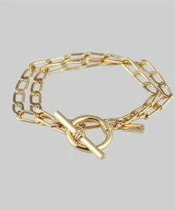 End Of Line ETERNAL. Double Wrap T-Bar Bracelet - Gold