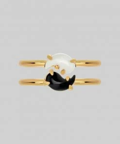 SS22 Yin & Yang Gemstone Rings - Gold