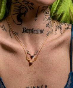 End Of Line DESIRE. Snakes & Heart Onyx Necklace - Silver Necklaces & Chains