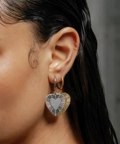 SS22 REVOLUTION. Sunburst Heart Hoop Earrings - Silver