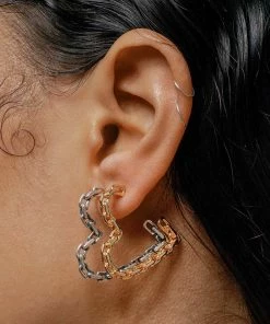 SS22 The Chain Heart Hoops - Gold Earrings