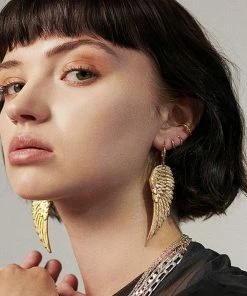 CLASSICS FALLEN SAINT. Angel Wing Hoop Earrings - Gold