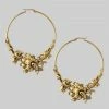 CLASSICS PARADISE. Ornate Floral Hoop Earrings - Gold