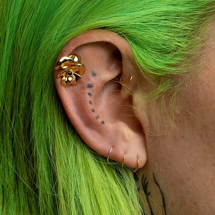 End Of Line HARMONY. Pansy Flower Stud Earring - Gold Earrings 2 End Of Line HARMONY. Pansy Flower Stud Earring - Gold Earrings