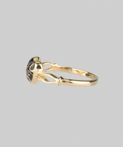 End Of Line MEMENTO MORI. Black Enamel Heart Gold Ring Gold Rings
