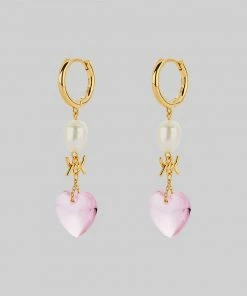 SS22 HEART OF STONE. Heart & Pearl Hoop Earrings - Gold