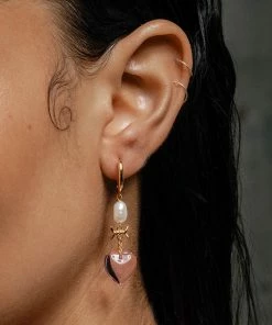 SS22 HEART OF STONE. Heart & Pearl Hoop Earrings - Gold